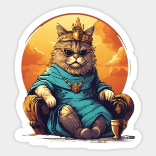 Funny Cat Nap King Sticker